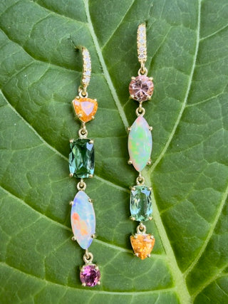 Australian Opal, Tourmaline & Spessartite Garnet Joyce Earrings