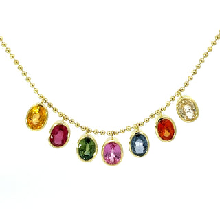 Multicolored Oval Sapphire Bali Necklace