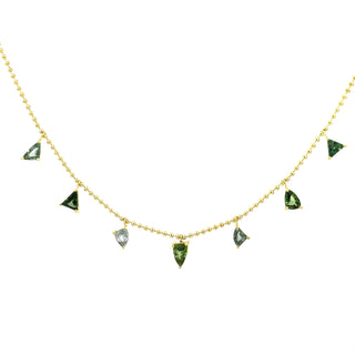 Geometric Shaped Blue and Green Sapphire Bali Necklace