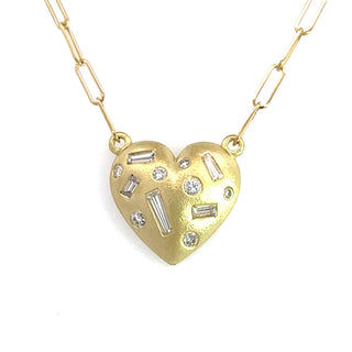 Baguette and Diamnd Small Remi Heart Necklace