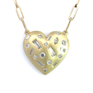 Baguette and Diamond Remi Heart Necklace