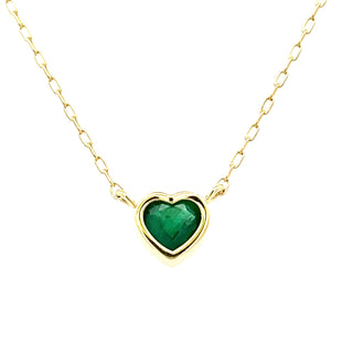 Heart Shaped Emerald Small Bea Necklace