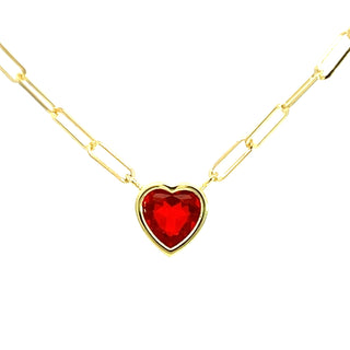 Heart Shape Fire Opal Bea Necklace