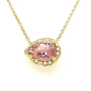 Pear Shape Pink Tourmaline Sprinkle Necklace