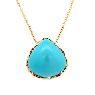 Pear Shape Turquoise and Ruby Sprinkle Necklace