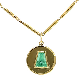 Trapezoid Shaped Emerald Frame Necklace