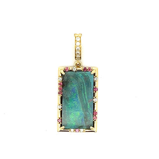 Boulder Opal and Pink Sapphire Sprinkle Pendant