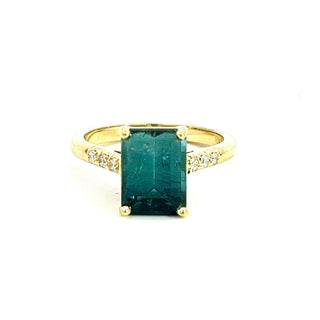 Emerald Cut Ombré Blue Tourmaline Trixie Ring