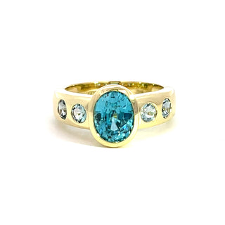 Blue Zircon and Tourmaline Samira Ring