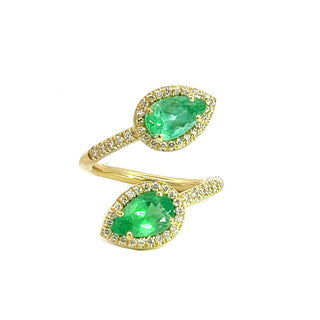Pear Shaped Emerald Diya Ring