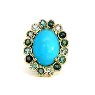 Turquoise and Tourmaline Blossom Ring