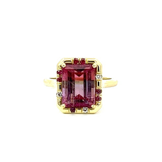 Bicolor Tourmaline and Multicolor Sapphire Sprinkle Ring