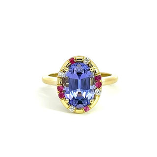 Oval Tanzanite and Pink Sapphire Sprinkle Ring