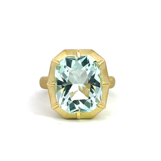 Aquamarine Modified Cushion Griffen Ring