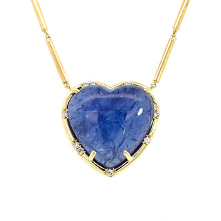 Cabochon Tanzanite Heart Shaped Sprinkle Necklace