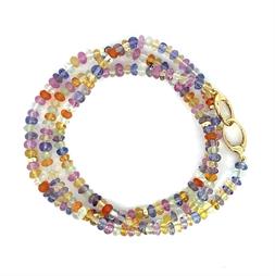 18" Smooth Multicolored Sapphire Beaded Necklace