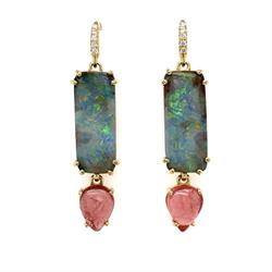 Boulder Opal and Pink Tourmaline Joyce Earring