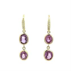 Oval Bezel Set Pink Sapphire Joyce Earring