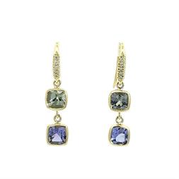 Cushion Tanzanite Double Drop Joyce Earring