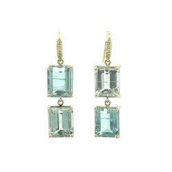 Emerald Cut AquamarineTwo Stone Joyce Earrings