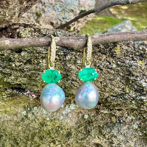 Emerald and Pearl Joyce Earring
