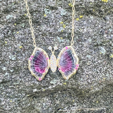 Bicolored Tourmaline Carved Butterfly and Pink Sapphire Sapphire Sprinkle Necklace