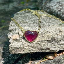 Cabochon Pink Tourmaline Heart Shaped Large Bea Necklace
