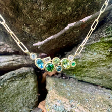 Aquamarine, Green Tourmaline and Peridot Bubble Bea Necklace