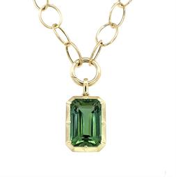 Emerald Cut Green Tourmaline Griffen Necklace