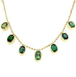 Oval Green Tourmaline Bali Necklace