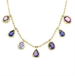 Oval and Pear Shaped Purple Sapphire Bali Necklace