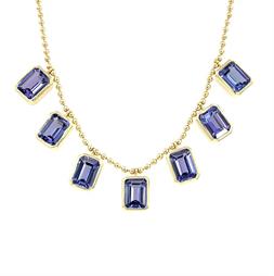 Emerald Cut Tanzanite Bali Necklace