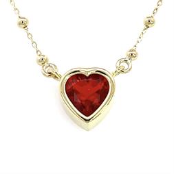 Fire Opal Heart Bea Necklace on Saturn Chain