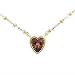 Pink Tourmaline Heart Bea Necklace on Saturn Chain