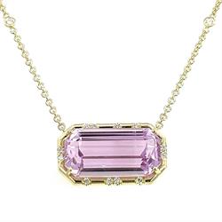 Emerald Cut Kunzite Sprinkle Necklace