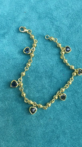 Heart Shape Blue Sapphire Festoon Bracelet