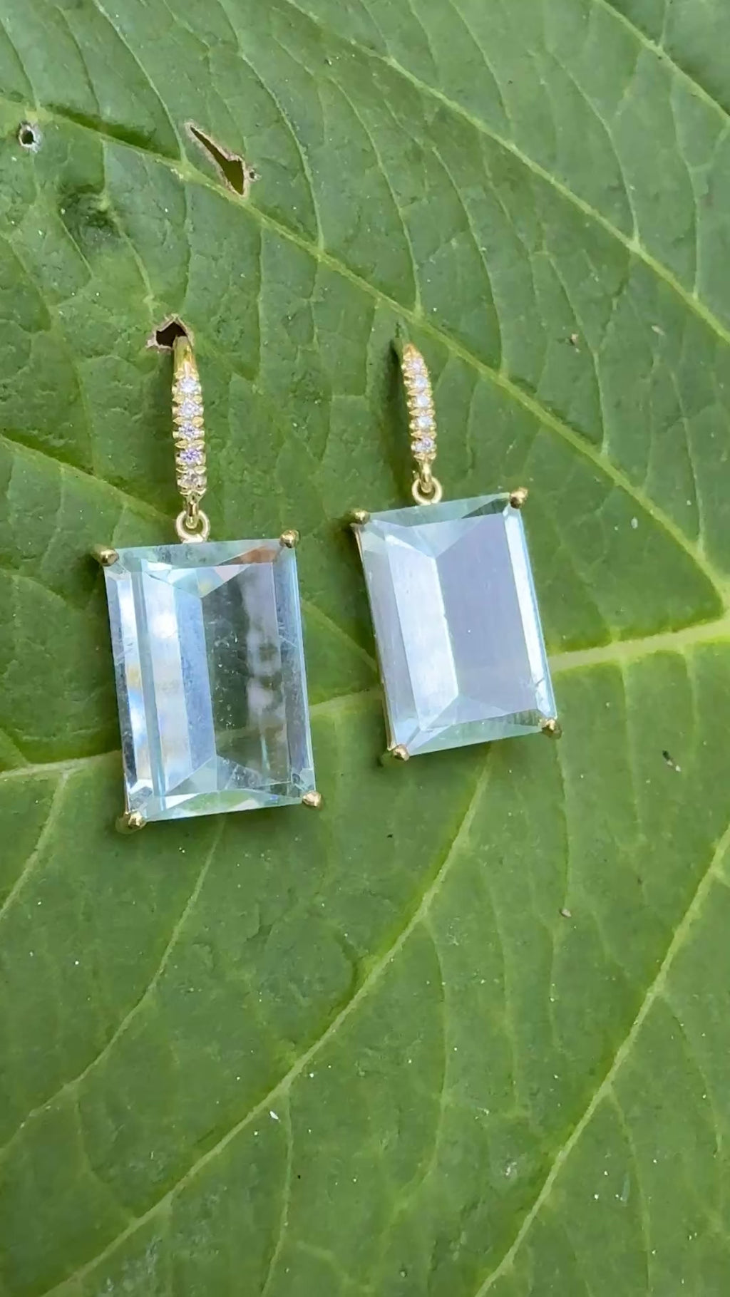 Rectangular Mirror Cut Aquamarine Joyce Earrings