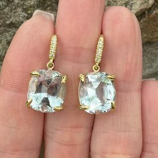 Cushion Cut Blue Topaz Whisper Earrings