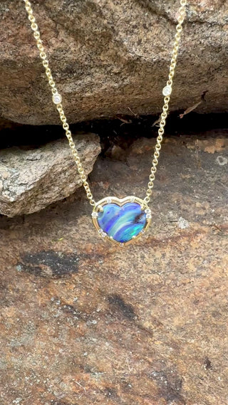 Heart Shaped Boulder Opal Sprinkle Necklace