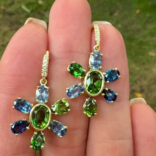 Blue Sapphire and Tsavorite Paloma Earrings