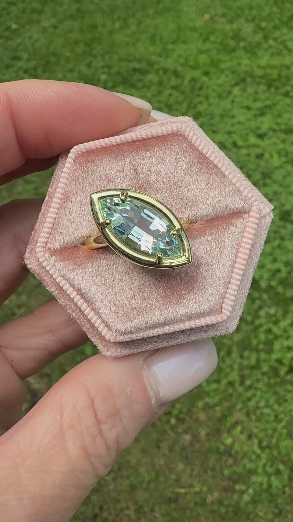Marquise Aquamarine Slanted Kindle Ring