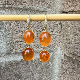 Cabochon Spessartite Garnet Hi Lo Joyce Earrings