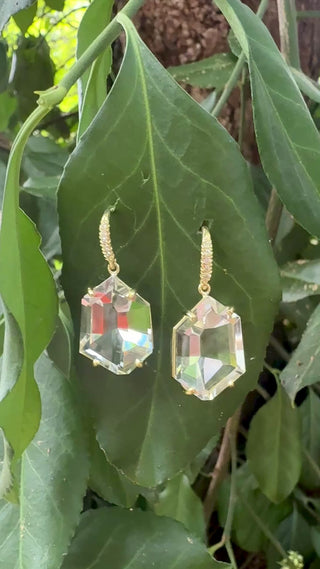 Mirror Cut Green Amethyst Joyce Earrings