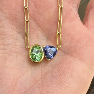 Green Tourmaline and Tanzanite Duet Necklace