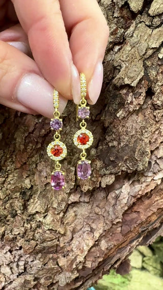 Pink and Orange Sapphire Gemma Earrings