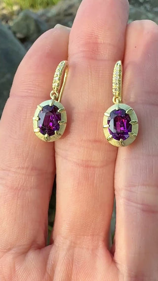 Oval Grape Garnet Griffen Earrings