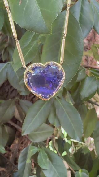 Heart Shaped Cabochon Tanzanite Sprinkle Necklace