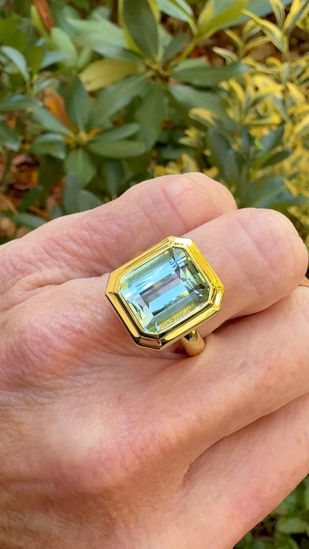 Emerald Cut Aquamarine Revival Ring