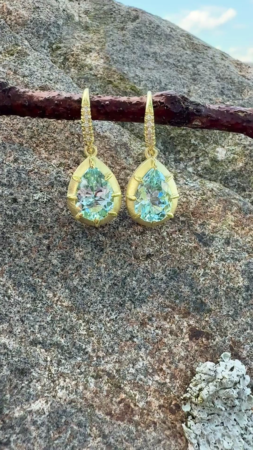 Pear Shaped Aquamarine Griffen Earrings