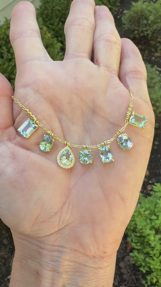 Mixed Shape Aquamarine Fringe Necklace